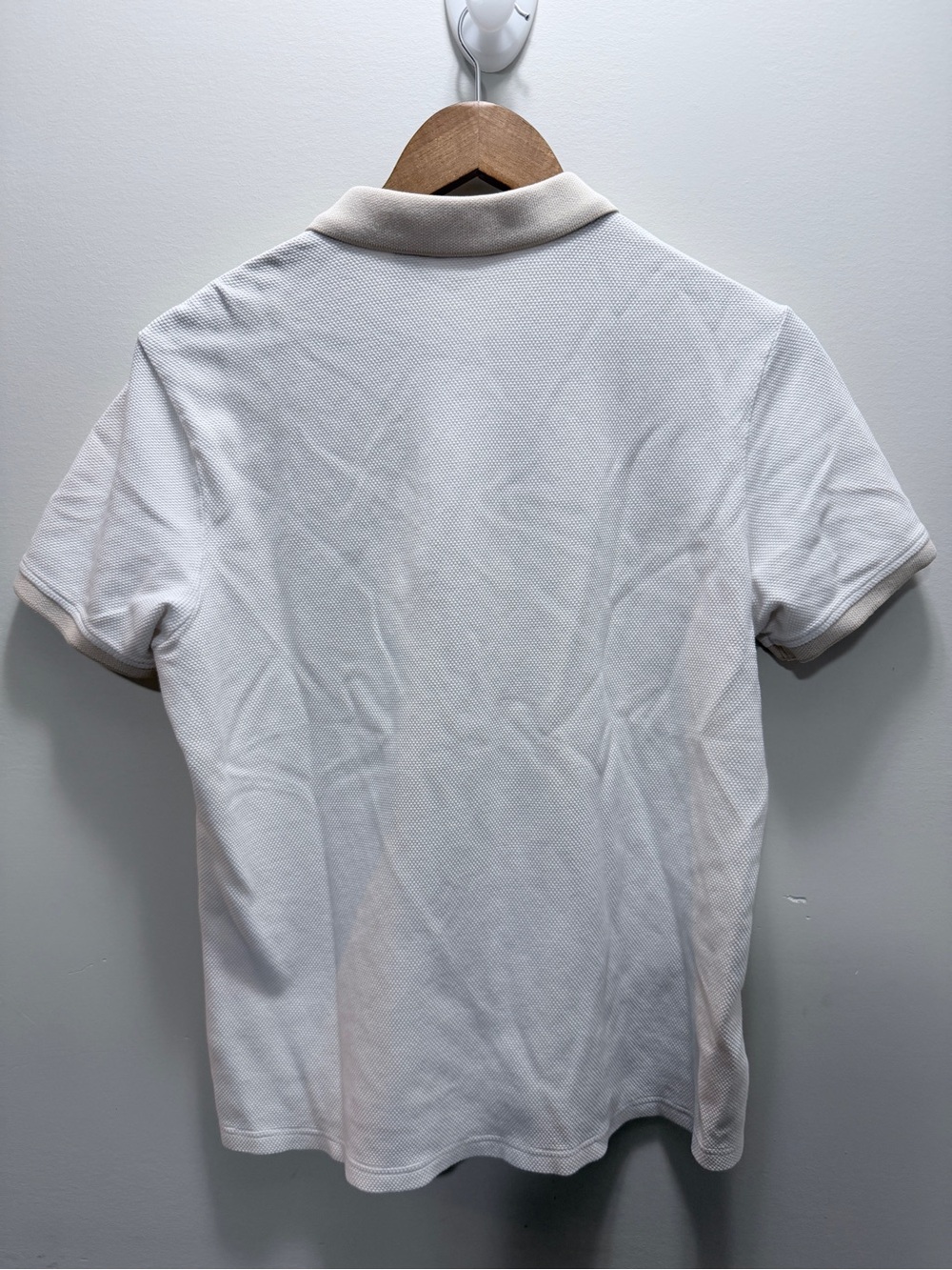 Vintage IZOD Classic Polo Shirt in Off-White with Beige Trim XL - Picture 2 of 8